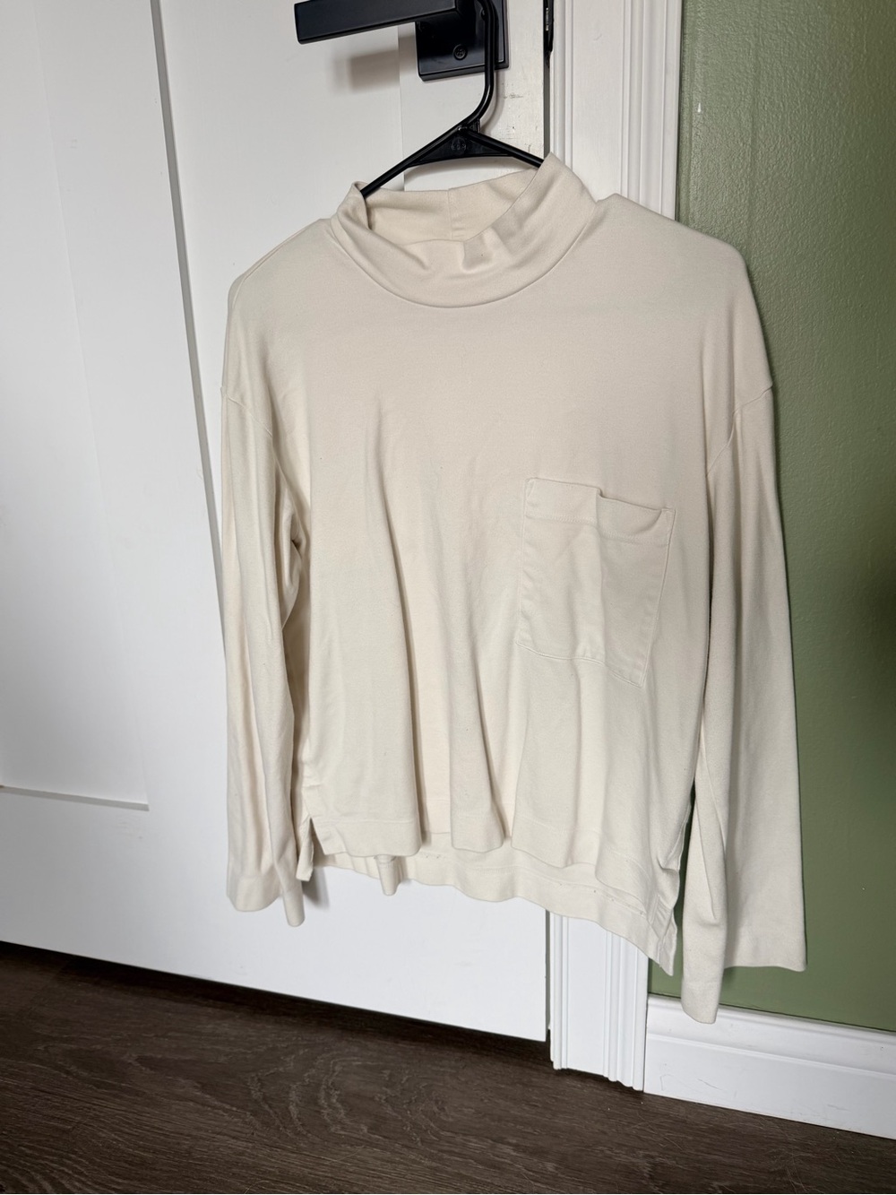 Stateside Cream Long-Sleeve Mock Neck Top with Pocket